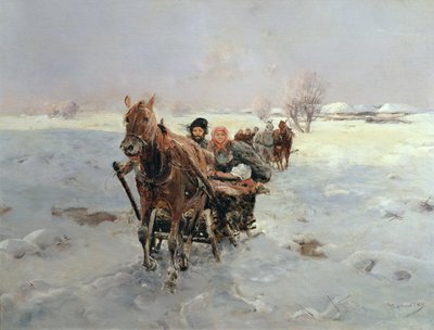 Sleighs in a Winter Landscape by Janina Konarsky